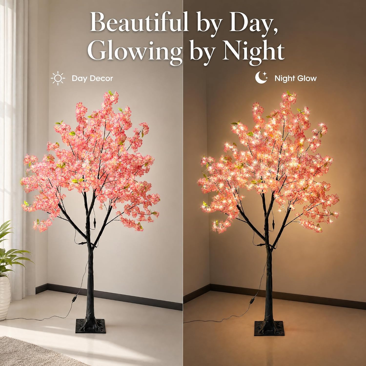 6FT Lighted Pink Cherry Blossom Tree with 400 Warm White LED Fairy Lights