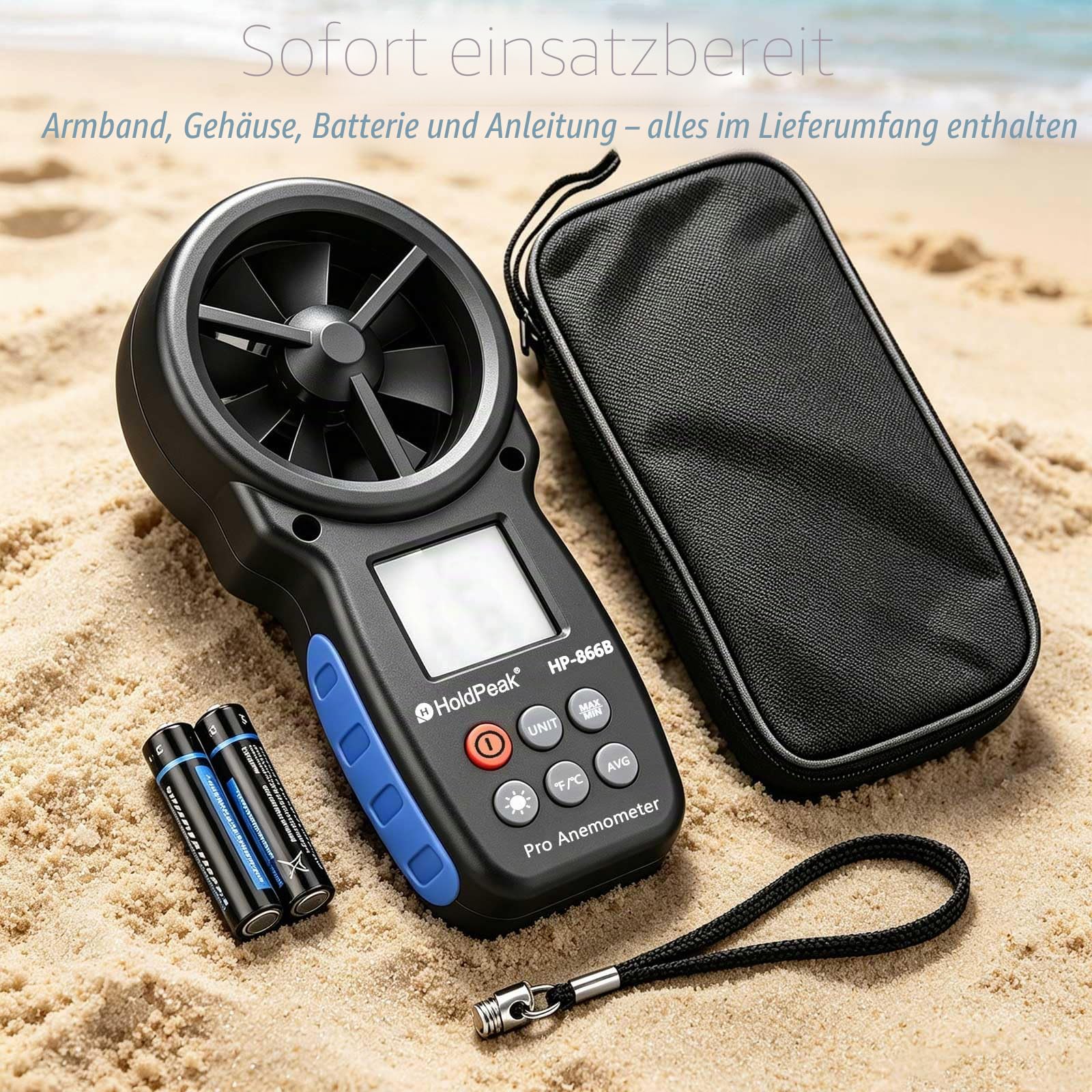 Digitales Anemometer Windgeschwindigkeitsmessgerät mit LCD-Hintergrundbeleuchtung