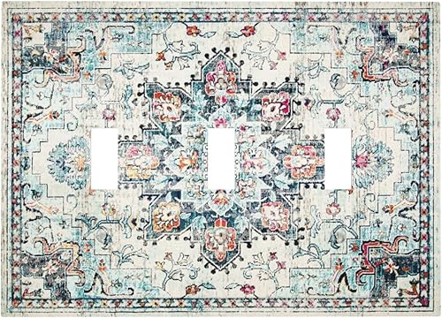 Miniatura 104 de Cubiertas de interruptor de luz de palanca simple de los años 70, estilo bohemio vintage con sol, arcoíris, retro, hongo, floral, de 1 gang, placas