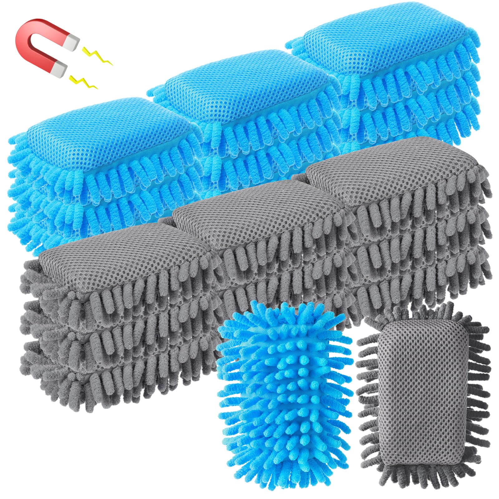 Sherr 18 Pcs Magnetic Microfiber Dry Erase Eraser Whiteboard, Blue Gray