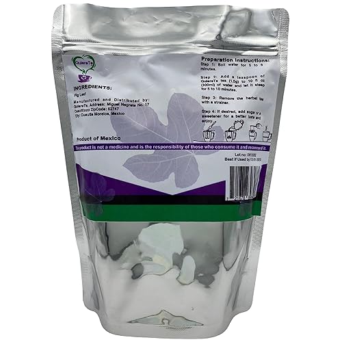 Miniatura 4 de Quiere Te, Hoja de higo, 3.5 onzas (3.53oz), hasta 66 tazas, hoja de Higo, Annona Muricata, té de hoja de higo triturada, 100% natural, bolsa