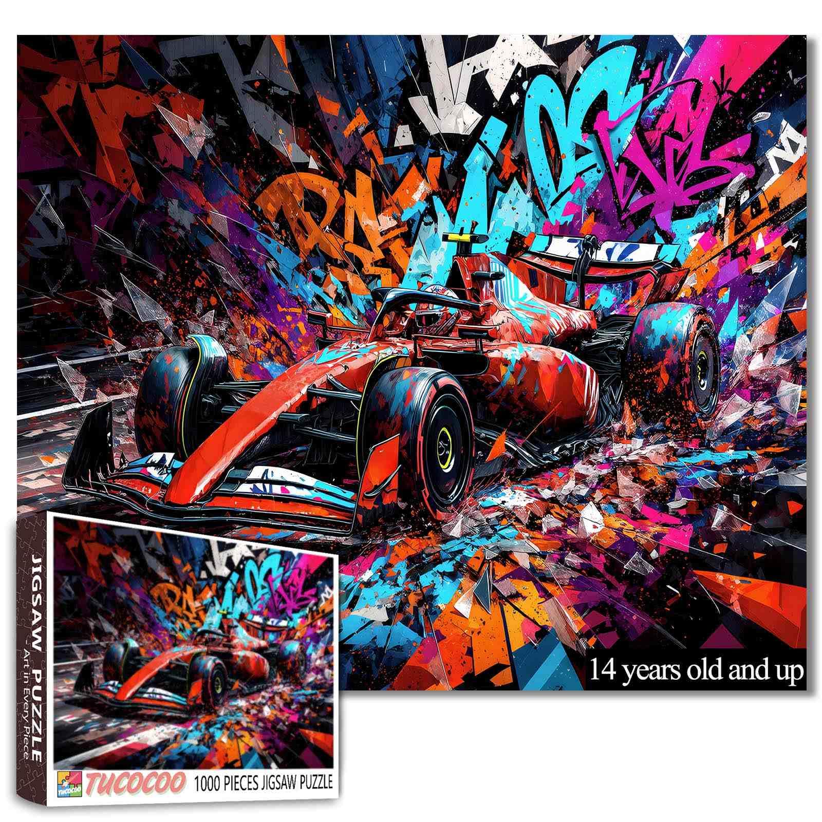Formula Style Racing Puzzle Colourful Graffiti 1000 Jigsaw Cars Home Decor — image 1