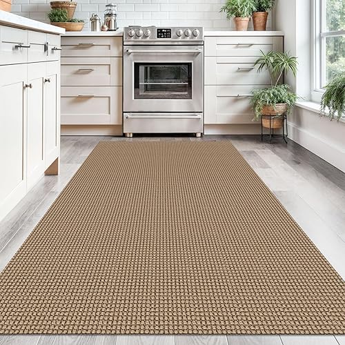 Miniatura 2 de KOZYFLY Alfombras bohemias lavables de 4 x 6 pies para dormitorio, con parte trasera de goma natural, alfombras trenzadas de algodón para el suelo,