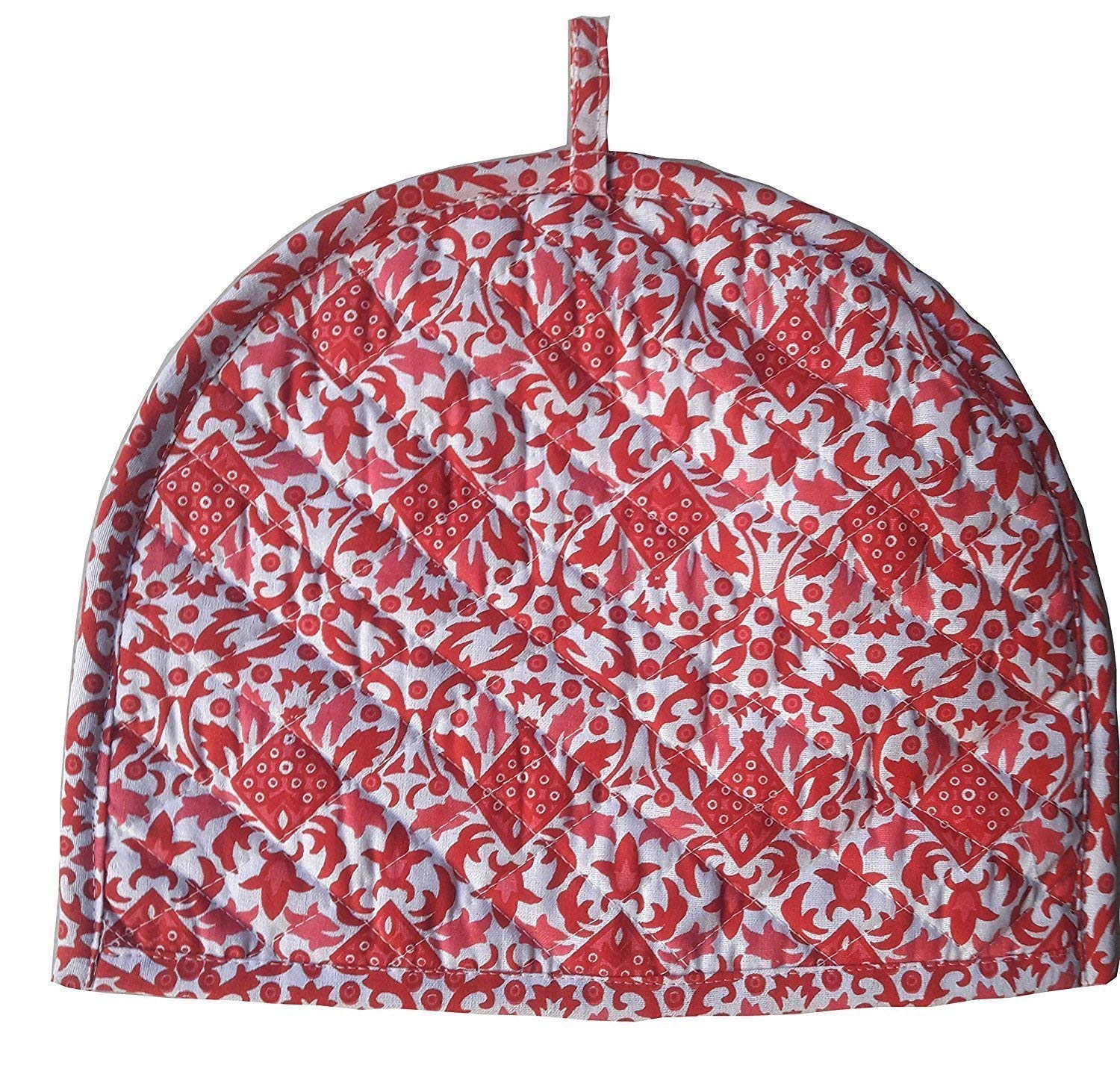 Vintage Decorative Orange Red Ombre Mandala Tea Cosy Home Decor Cotton Handmade Creative Tea Cosy Indian Mandala Tea Cozies Tea Pot Cover Dark Tea Cozy Tea Port Cover 14x11 Inch