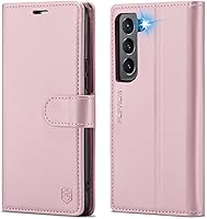 Vista 10 de Funda tipo cartera para Samsung Galaxy S21, con bloqueo RFID, soporte para tarjetas de crédito, de piel sintética, función atril, funda protectora a