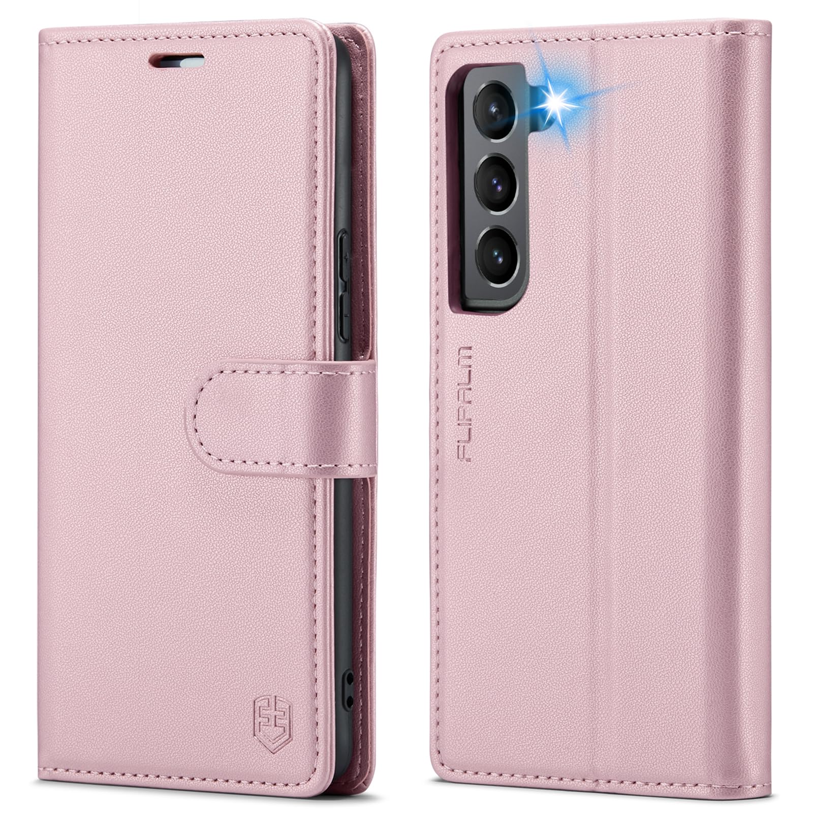 FLIPALM Wallet Case for Samsung Galaxy S21, RFID Blocking Credit Card Holder, PU Leather Folio Flip Kickstand Protective Shockproof Cover for Galaxy