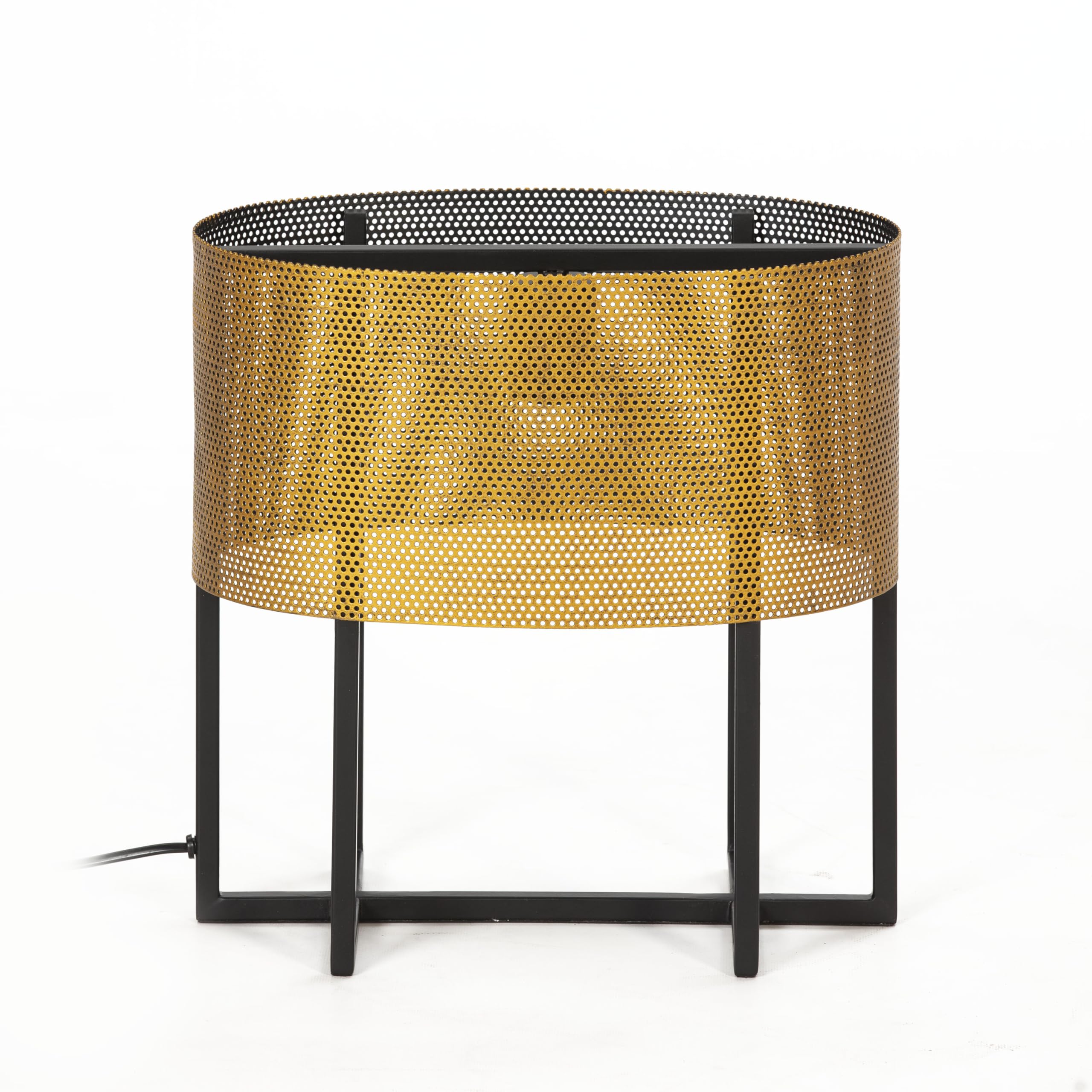 LAMPARA SOBREMESA 36X21X36 METAL DORADO/NEGRO
