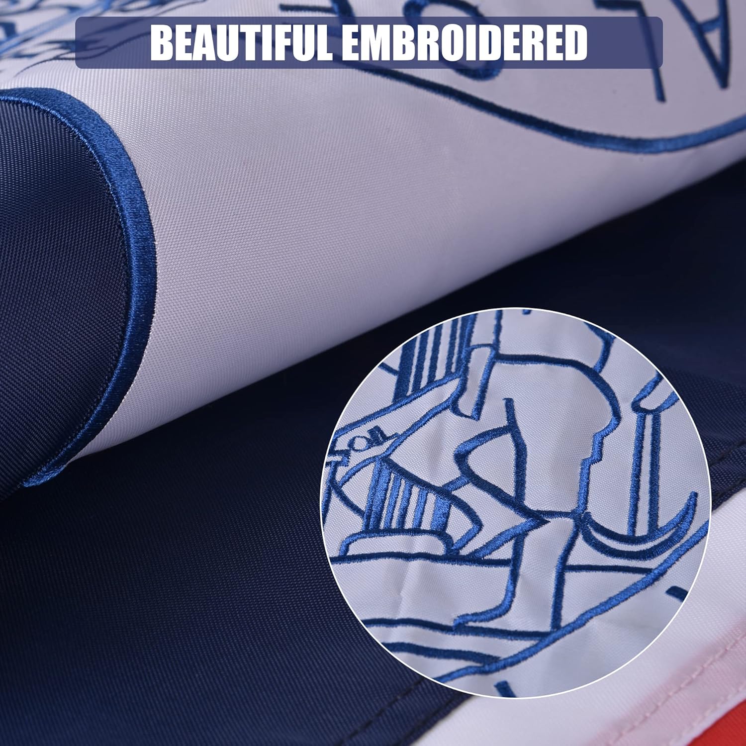 Wyoming State Flag 5x8 Ft, Deluxe Full Embroidered Premium Polyester Durable WY Outside Flags with Sewn Stripes and Brass Grommets for Indoor/Outdoor - Image 2