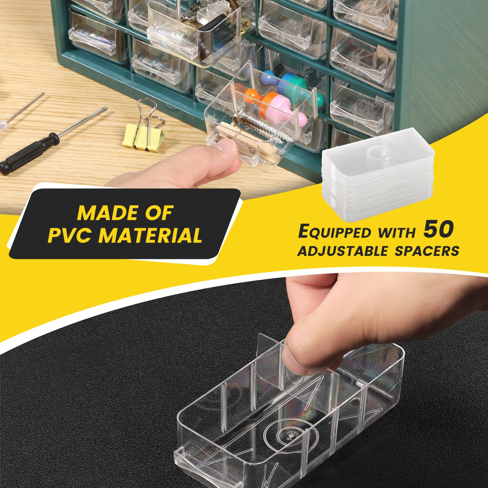 Organizador de almacenamiento de hardware de 25 compartimentos visible, organizador de tornillos de 25 cajones, gabinete para garaje, cobertizo, caja de herramientas de bricolaje, cajón de plástico