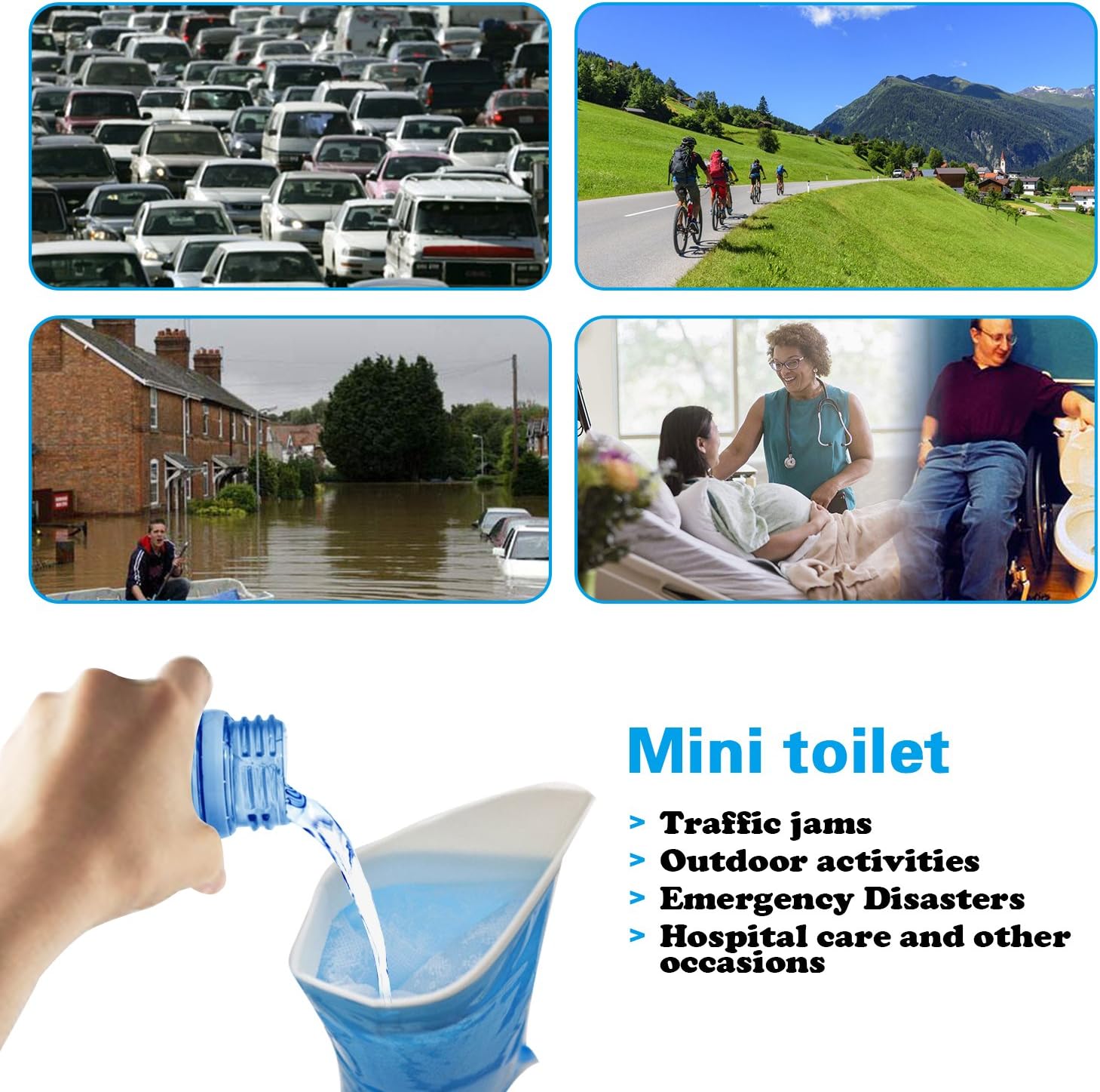 AWOKEN Disposable Urine Bags, 10 Pack Urinal Bags for Men for Camping Travel, Urine Bags for Women Children Traffic Jam : Sports & Outdoors