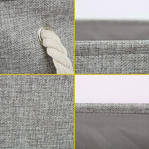 Miniatura 4 de uxcell Cesta de almacenamiento de tela con doble asa, contenedores de almacenamiento plegables para lavandería, almacenamiento de ropa, organizador