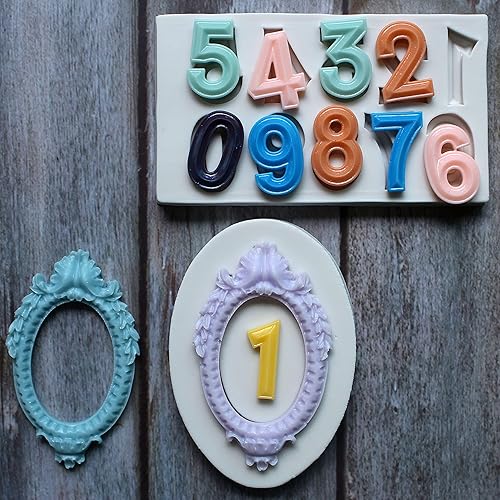 Miniatura 3 de ZHUOJIE Molde de silicona con números y marcos, 2 unidades, para decoración de pasteles, moldes de pasta de chocolate, Sugarcraft, para fiesta de