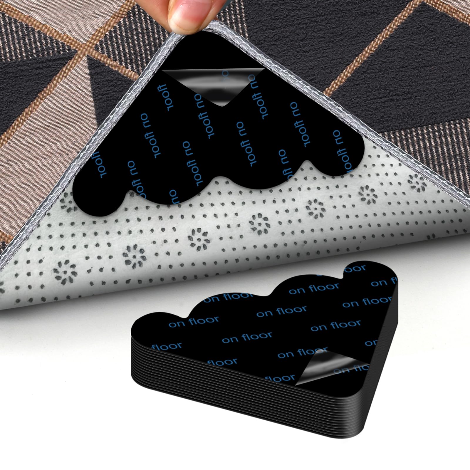 Oligei16 PCS Rug Gripper for Hardwood Floors Non-Slip, Washable & Reusable Rug Corners to Hold Rug Down, Adhesive Pu Removable Rug Stickers for Wood Floor, Rug Corner Grippers Rug Grip