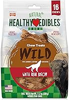 Nylabone Healthy Edibles WILD Bison Flavor Natural Dog Chew Treats for Small Dogs Up to 20 lbs - USA Made, 16 Count