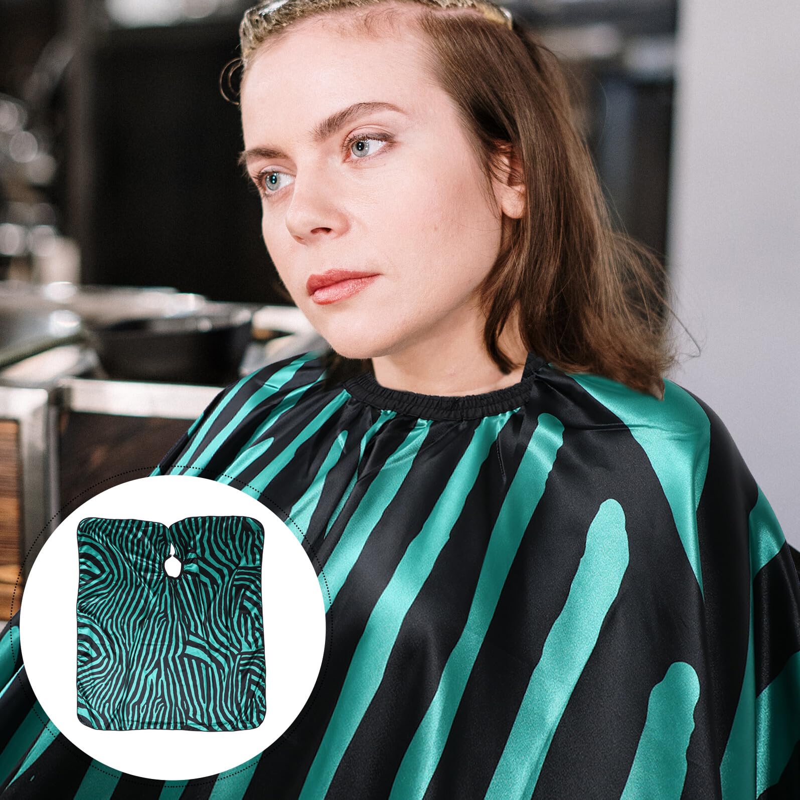 TOPBATHY Capa de Satén para Peluquería Cuello Ajustable, Color Verde, Mantiene la Ropa Seca y Limpia para Cortes Profesionales en Salón