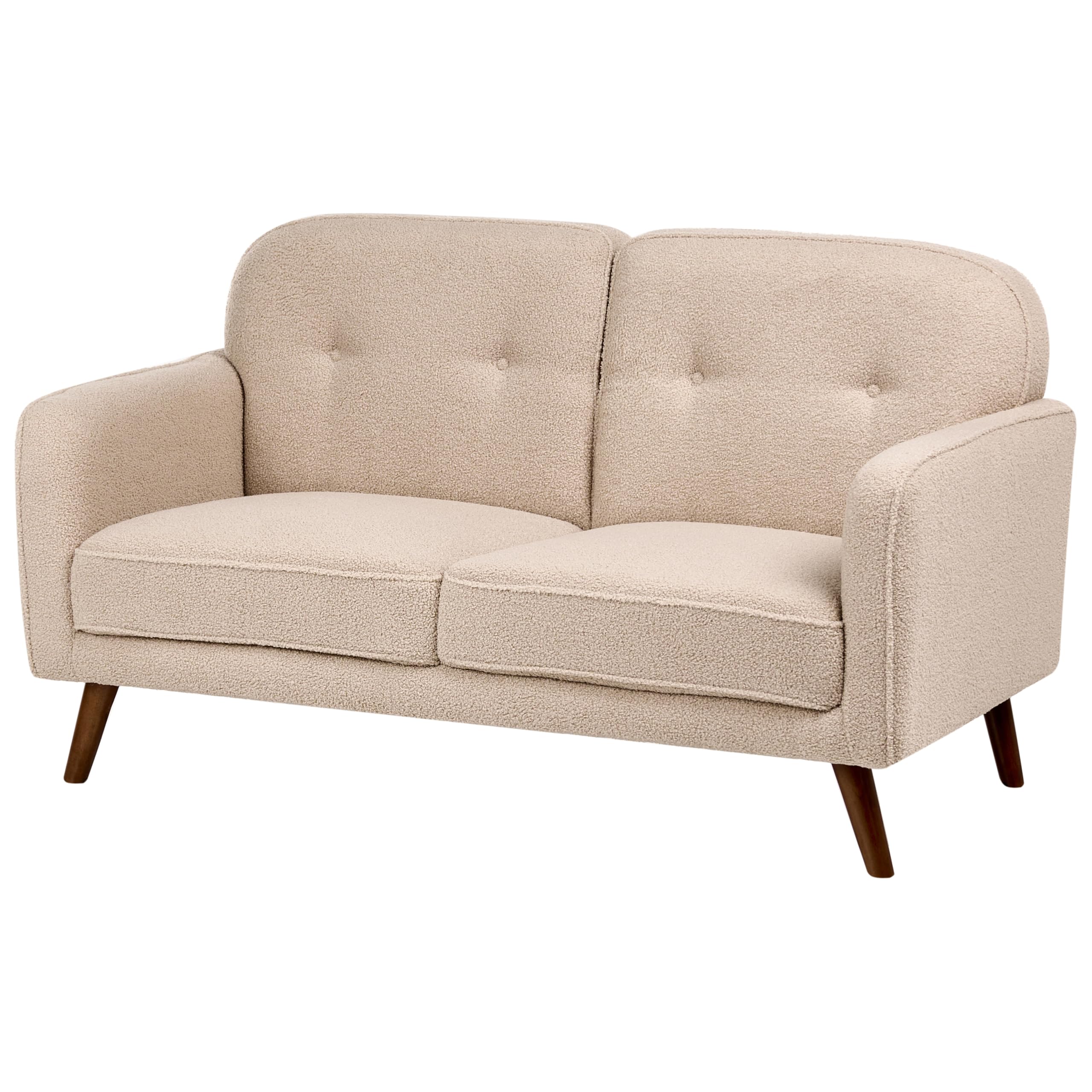 Komplet wypoczynkowy dla 4 osób sofa tapicerowana fotele boucle na drewnianych nóżkach ozdobne pikowanie beżowy Ettrum