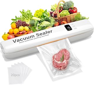 Vacuum Sealer, 3 Modes Food Storage Vacuum Sealer Machine, Multi-Functional Automatic Food Sealer, with 20 Vacuum Bags, Fast-Compact Design, LED Display