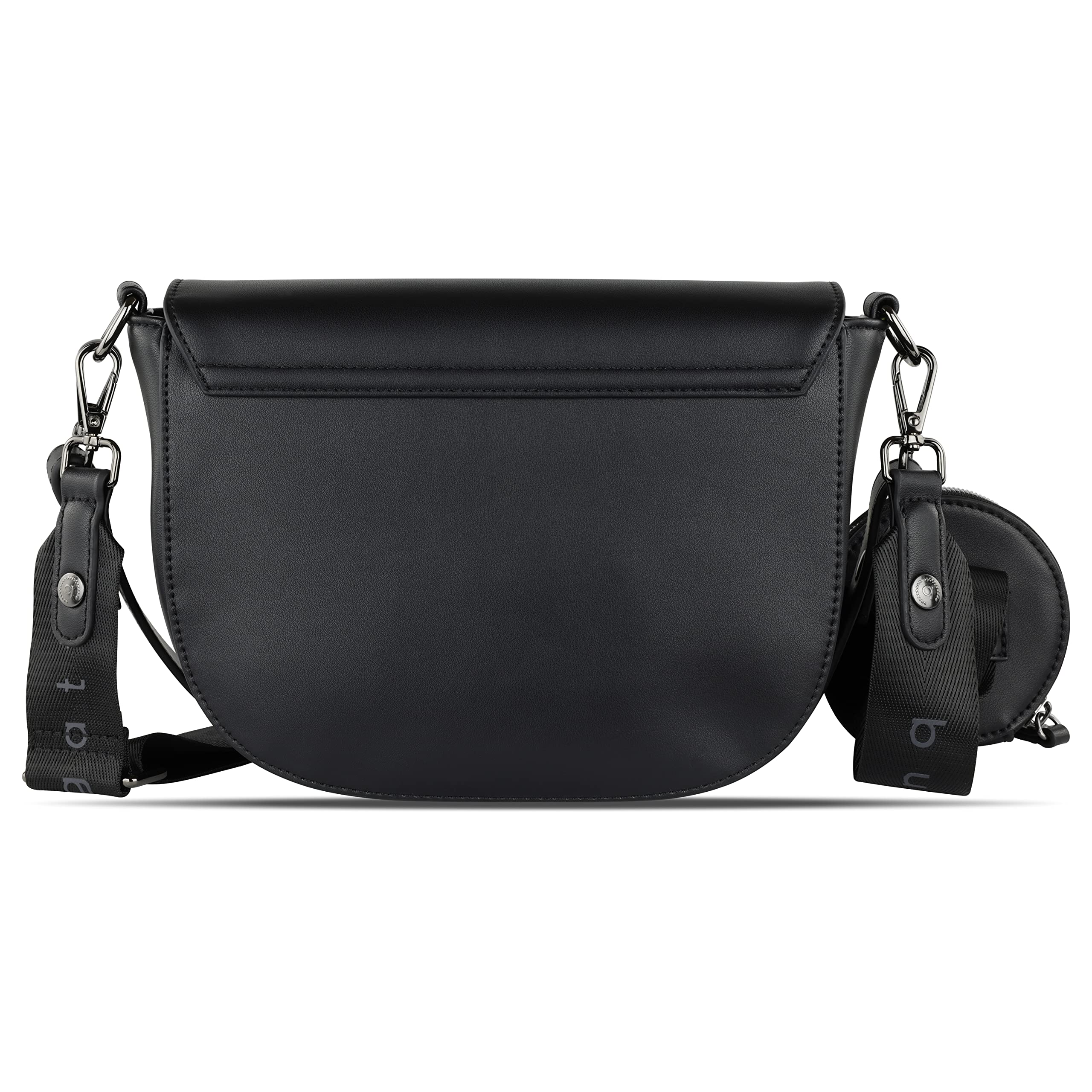 bugatti Almata Schultertasche für Damen, Umhängetasche aus hochwertigem Kunstleder, schwarz