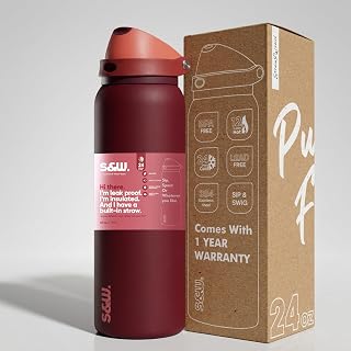 Augen Red Stainless Steel Vacuum Insulated Water Bottle-710 ml With Straw &