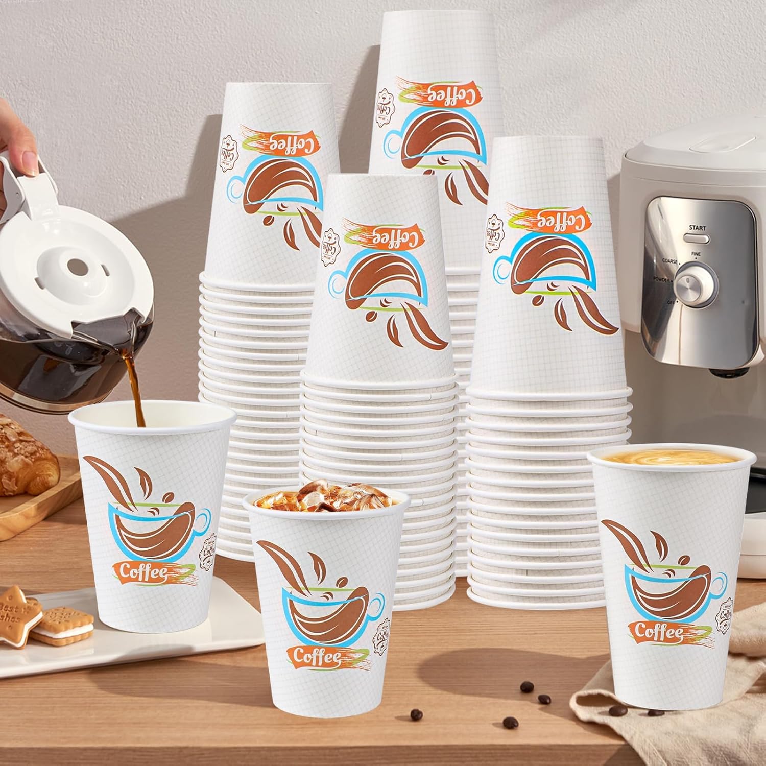 Lamosi 180 Pack 12 oz Coffee Cups, Paper Coffee Cups 12 oz, Disposable Leakproof Cup for Cold Drinks or Hot Beverages - Image 4