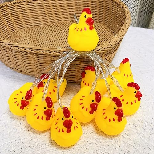 Miniatura 2 de Guirnalda de luces de pollito de Pascua de 5.4 pies, 10 luces LED de Navidad para gallina, funciona con pilas, para decoración del hogar, fiesta,