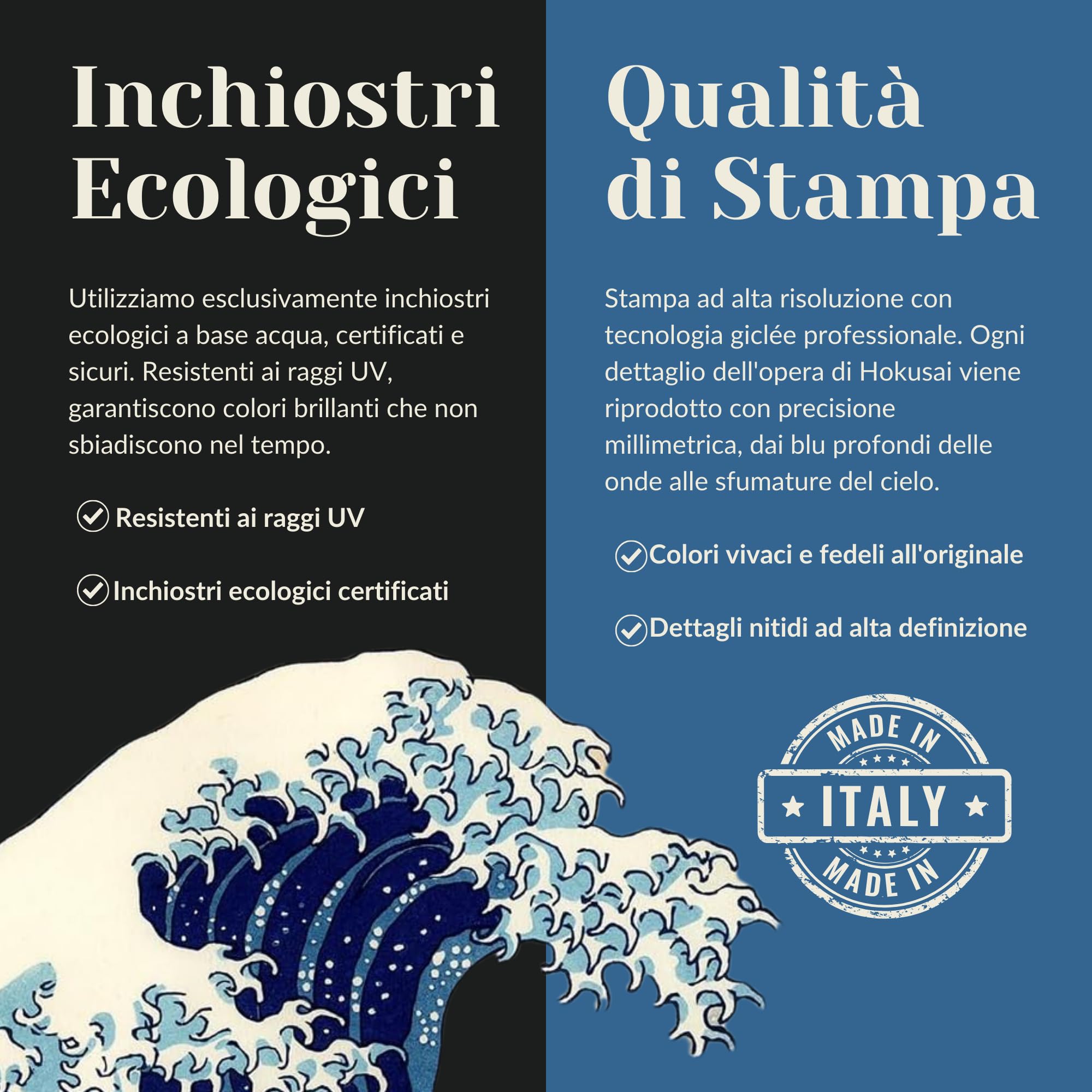 Stampa su Tela – La Grande Onda di Kanagawa – Quadro Arte Giapponese di Katsushika Hokusai per Casa e Ufficio (70, Centimetri, 100, Centimetri)