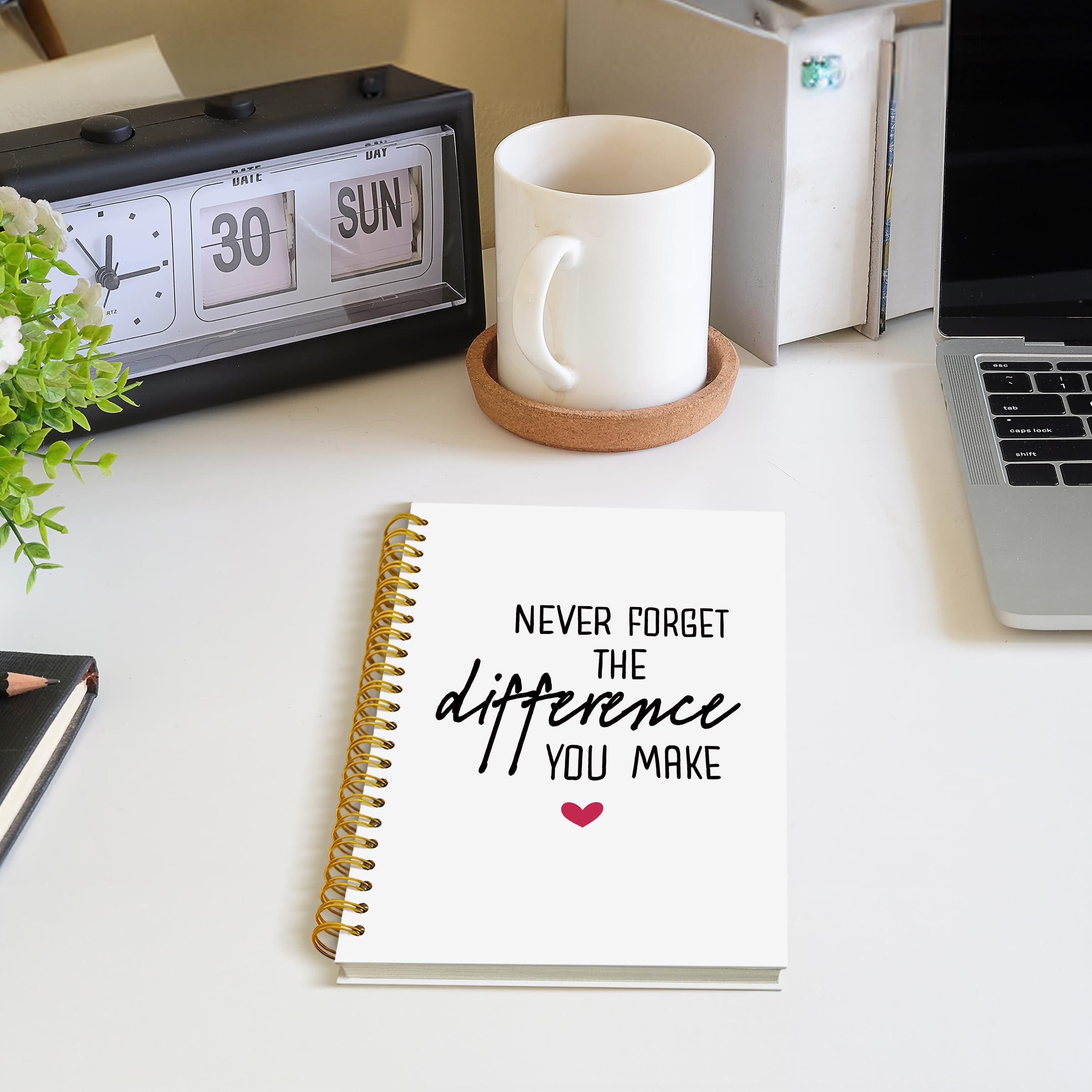 Spiral-Notizbuch, Aufschrift "Never Forget the Difference You Make", Dankeschön, Wertschätzungsgeschenk für Lehrer, Kollegen, Mentor, Pädagogin, Krankenschwester, Chef, inspirierendes Tagebuch