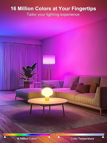 Miniatura 3 de ANGELHALO Bombillas inteligentes, bombilla LED A19 que cambia de color, funciona con Alexa y Google Assistant, bombillas Wi-Fi y Bluetooth, 16