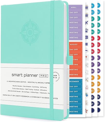 Smart Planner Pro - Agenda grande de 11 x 8.5 pulgadas (A4) - Agenda diaria sin fecha - Probado y aprobado para lograr objetivos y aumentar la