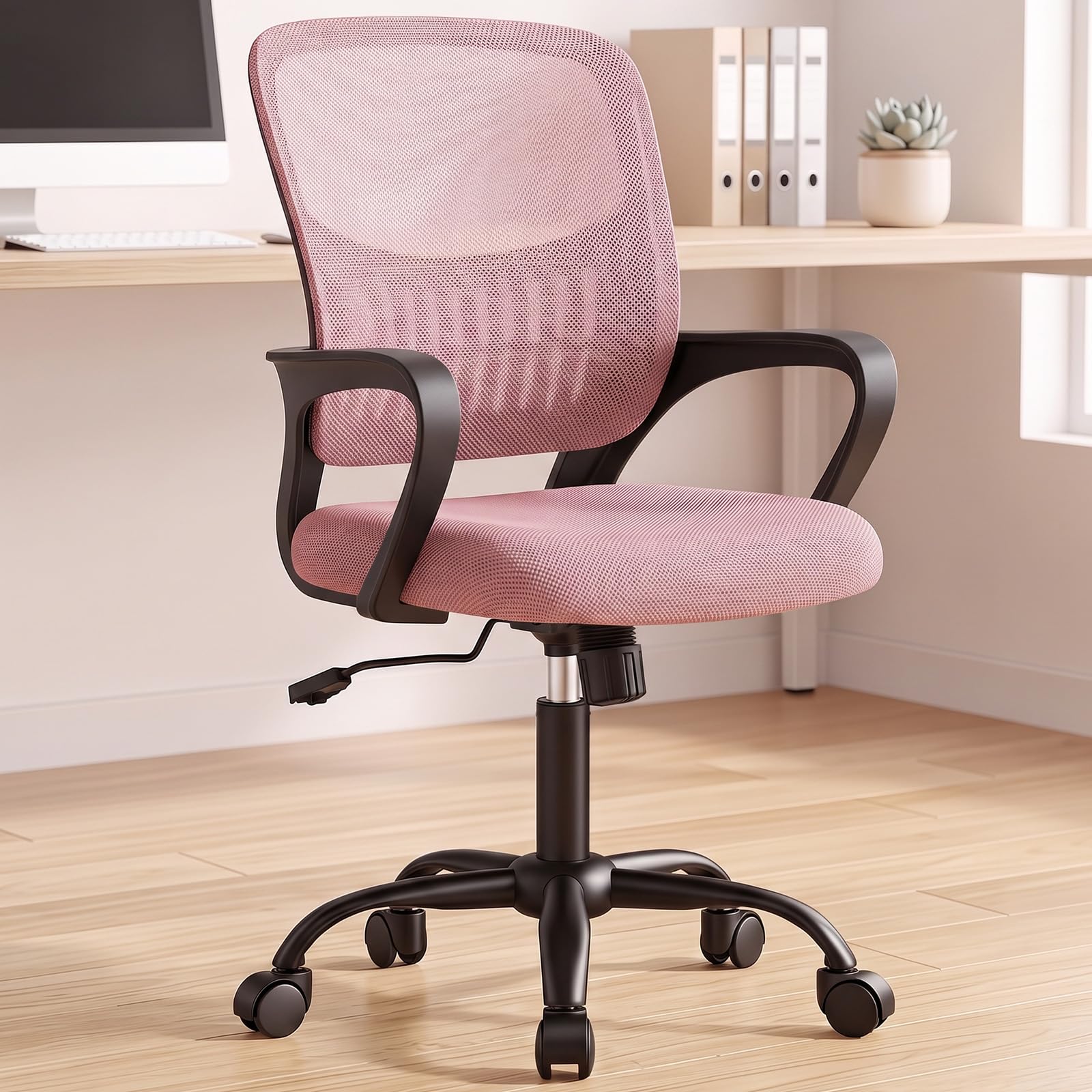 OLIXIS Ergonomic Office Desk Chair, Mid-Back Executive Computer Chair | Fixed Armrest, Rocking Mode, Height Adjustable,  — deal on Shopping With Noya
