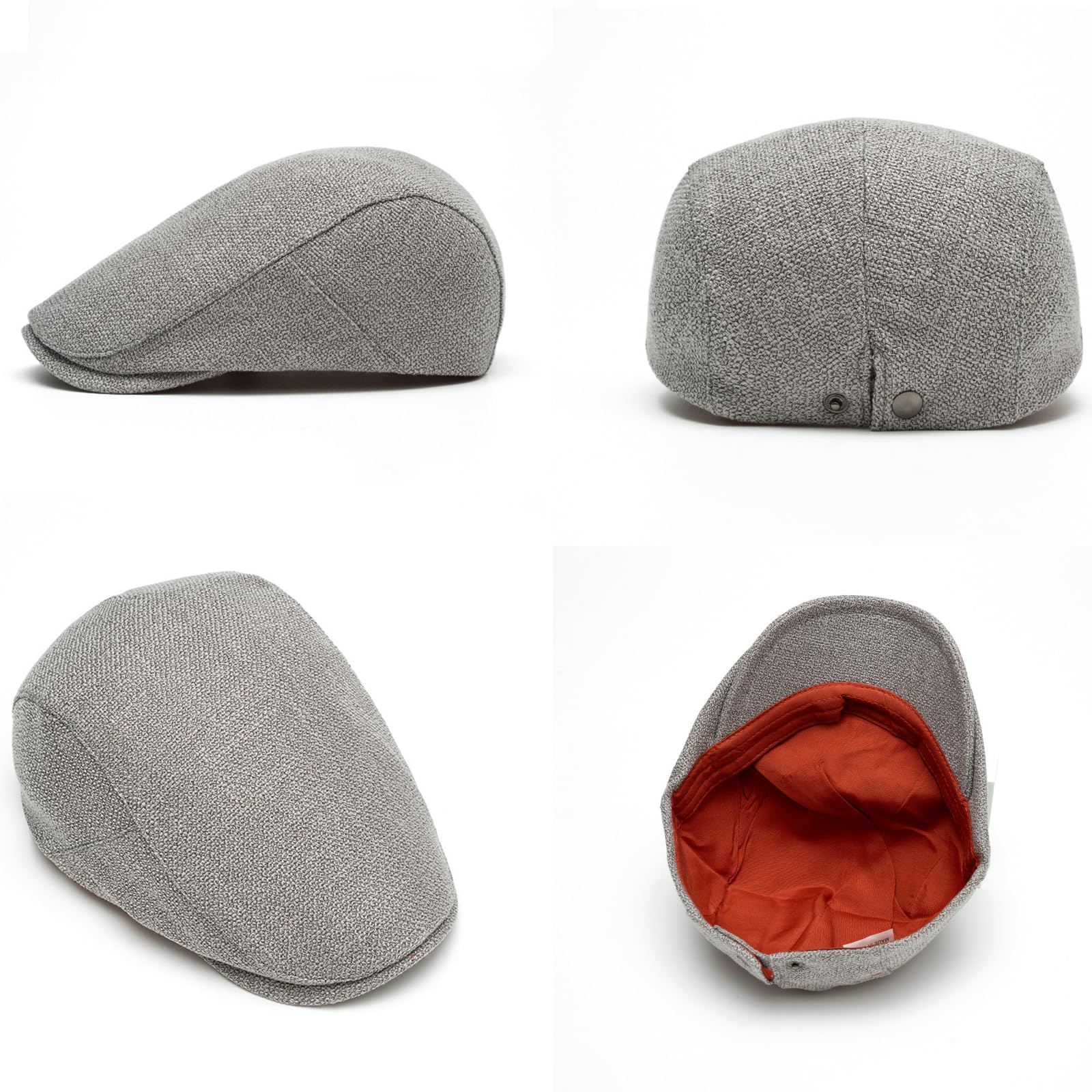 Béret en coton et lin pour homme - Couleur unie - Simple - Casquette plate tendance et décontractée - Visière de protection solaire en plein air