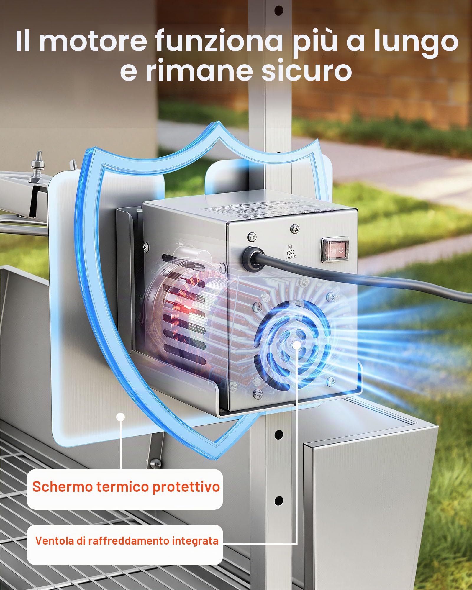 VEVOR Griglia per Maialino Griglia a Carbone, Lunghezza 1218 mm 38 W con Carico di 60 kg e Ruote e Regolazione dell'Altezza a 4 e Vie Copertura Protettiva, in Acciaio Inossidabile per Campeggio