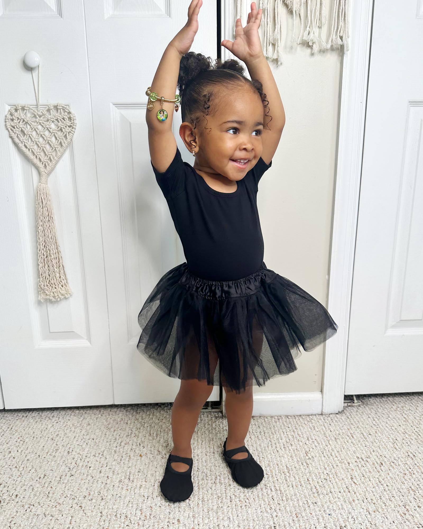 Stelle Canvas Ballet Shoes Toddler Girls Ballet Slippers No-Tie Boys Dance Shoes(Black,11ML)