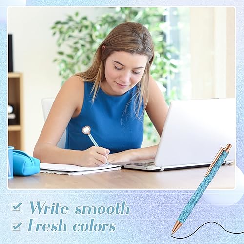 Miniatura 4 de El juego de 6 bolígrafos incluye bolígrafo de diamante de cristal, bolígrafos de metal delgado, lápiz digital de tinta negra, bolígrafo de arena