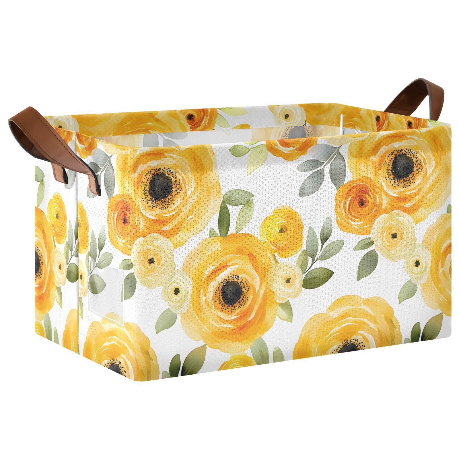 Panier de rangement étanche rose jaune grand bac de stockage en tissu pour étagère