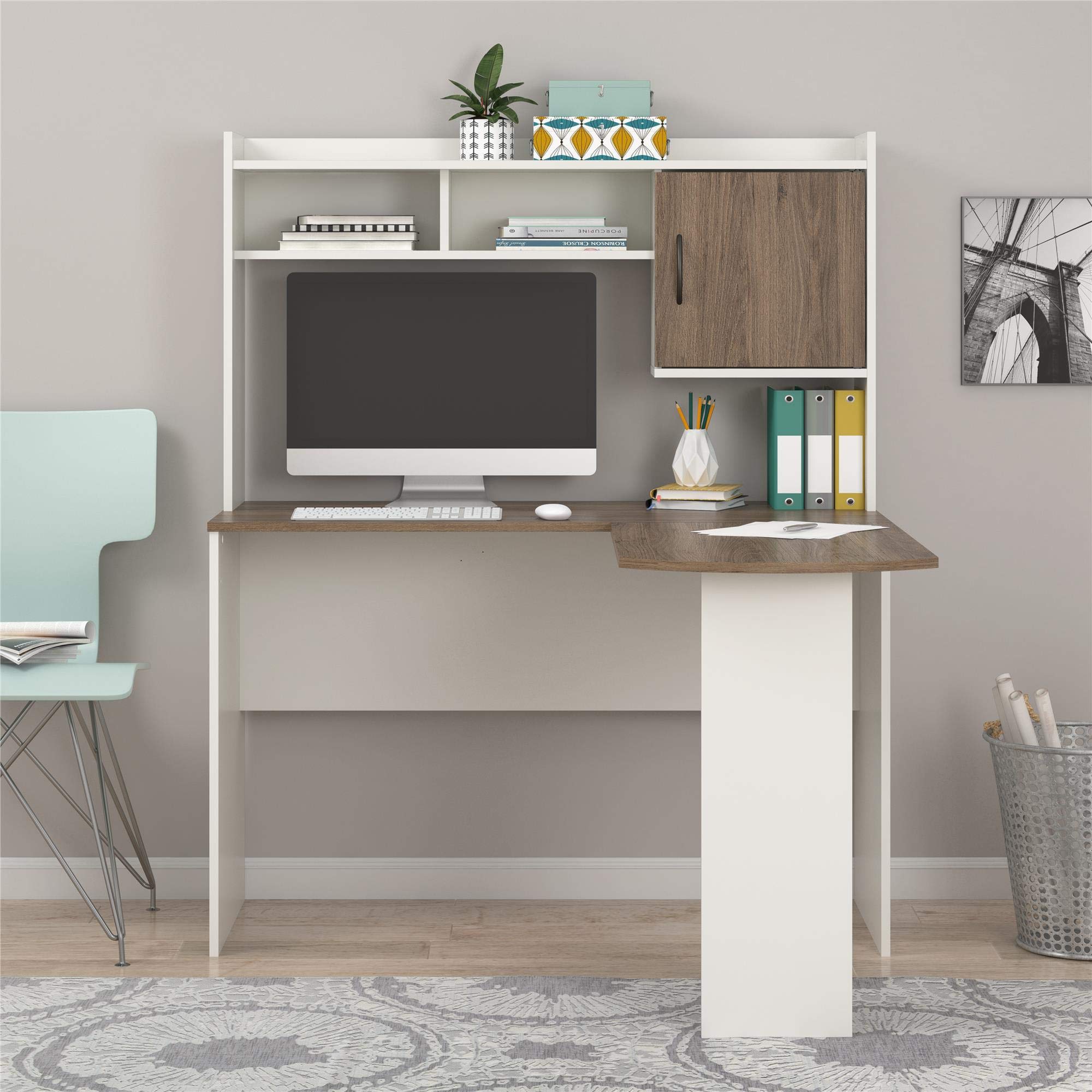 Mainstays' LShaped Desk with Hutch, Multiple Colors (LShaped Desk