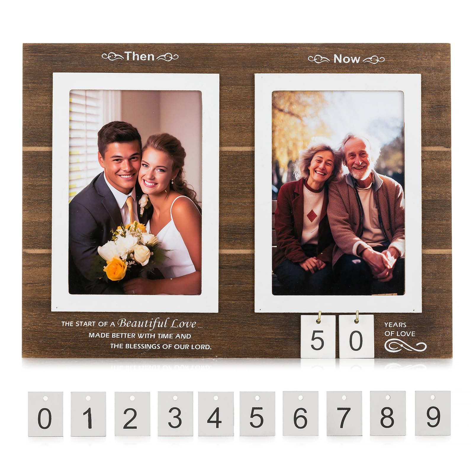 Nuptio Boda Regalos Cuadros Madera: 10x15cm Marcos Fotos Marco Foto Portaretratos Picture Frame Portafotos Marrón Rustico Personalizados Ideas Pareja Novios Aniversario Cumpleaños Navidad