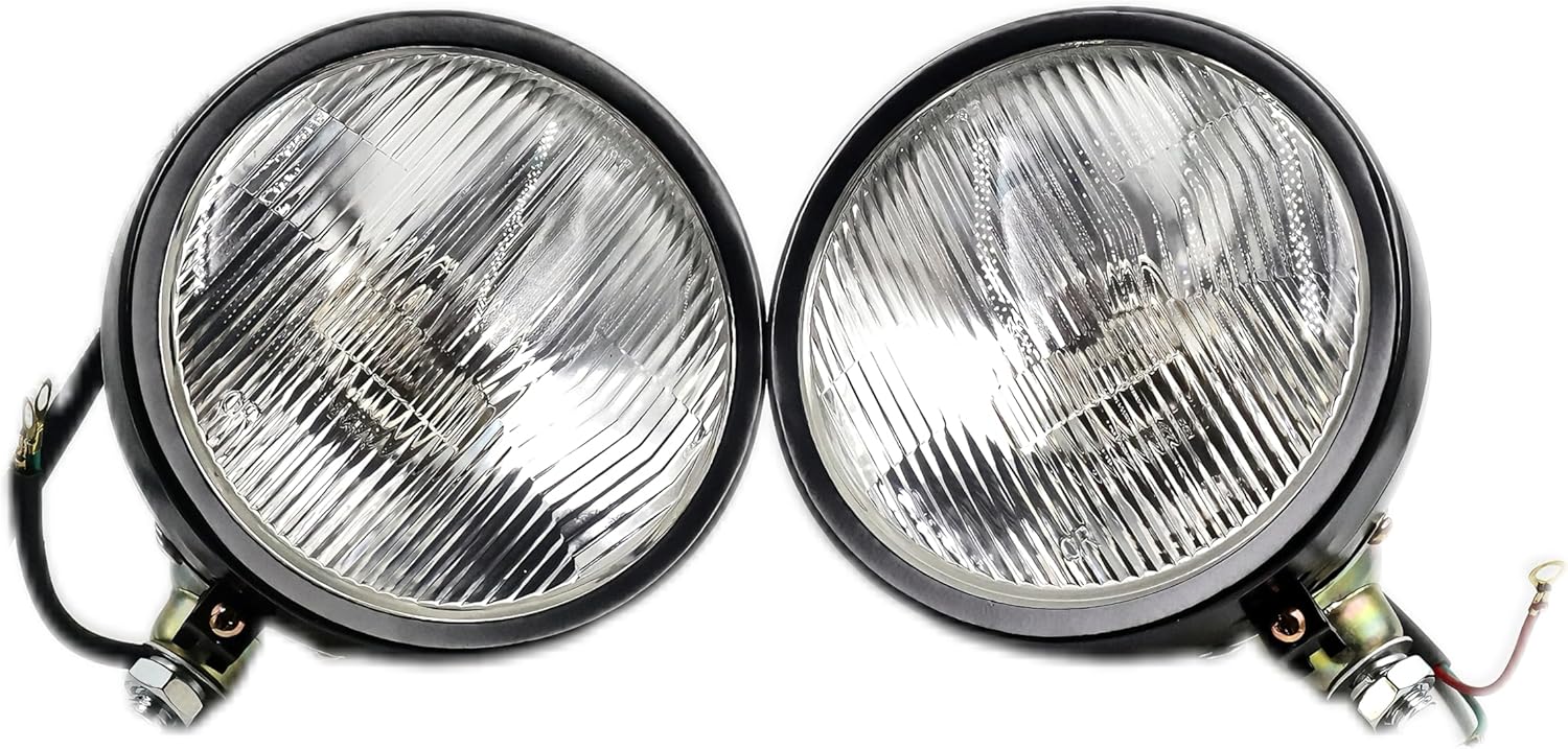 Headlights 310066F Compatible for Ford Tractor New Holland 2N 8N 9N NAA 600, 800 12V Left and Right Headlights Lamp Set