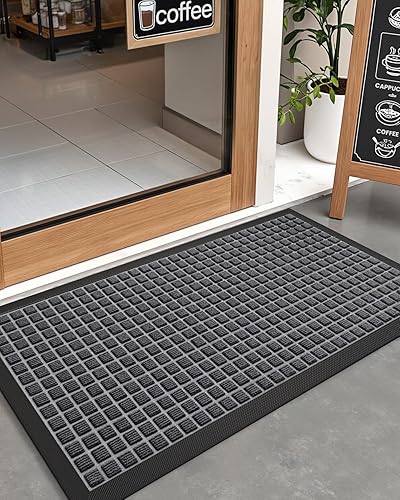 Miniatura 8 de DEXI Tapete para puerta delantera, entrada exterior, 17 x 29 pulgadas, tapete de goma resistente, tapete de bienvenida antideslizante para el