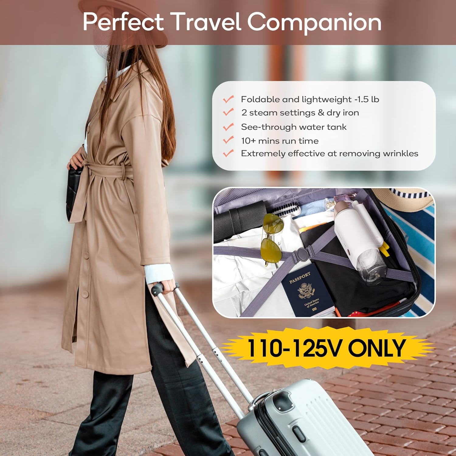 Newbealer Handheld Steamers for Clothes, 2 Steam Levels, Horizontal & Vertical Steaming, Portable for Travel and Home Use