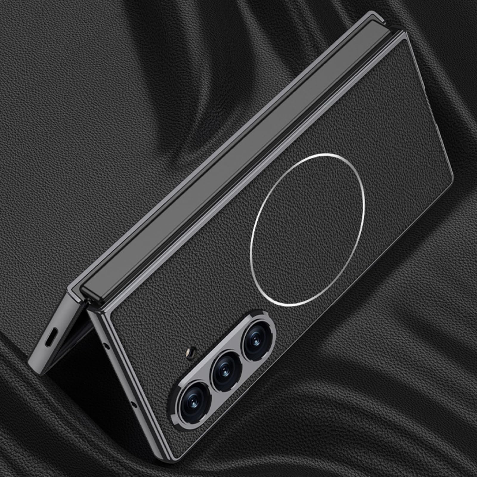 Cover Magnetica Per Samsung Galaxy Z Fold 8 Ultra Pelle Carbonio Lente | Cover in pelle fibra di carbonio galvanica con magneti. Protezione completa schermo e lenti per uso quotidiano