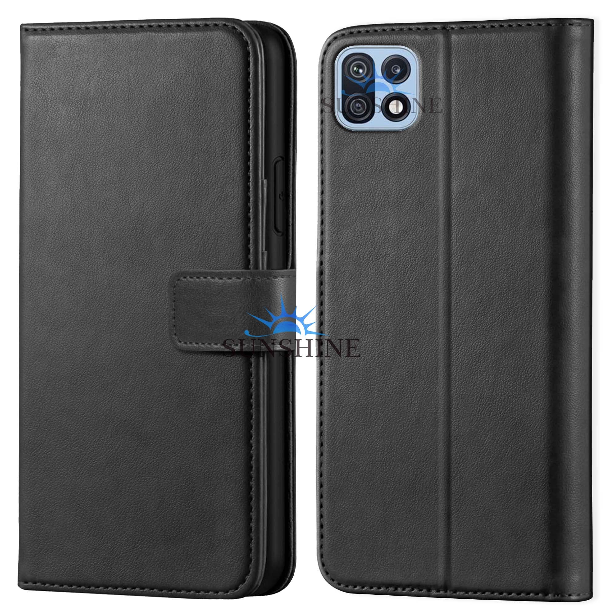 SUNSHINE® Leather Vintage Shock Proof Flip Case Back Cover for Samsung Galaxy F42 Sport (Flexible | Leather Finish | Card Pockets Wallet & Stand | Black)-image-33