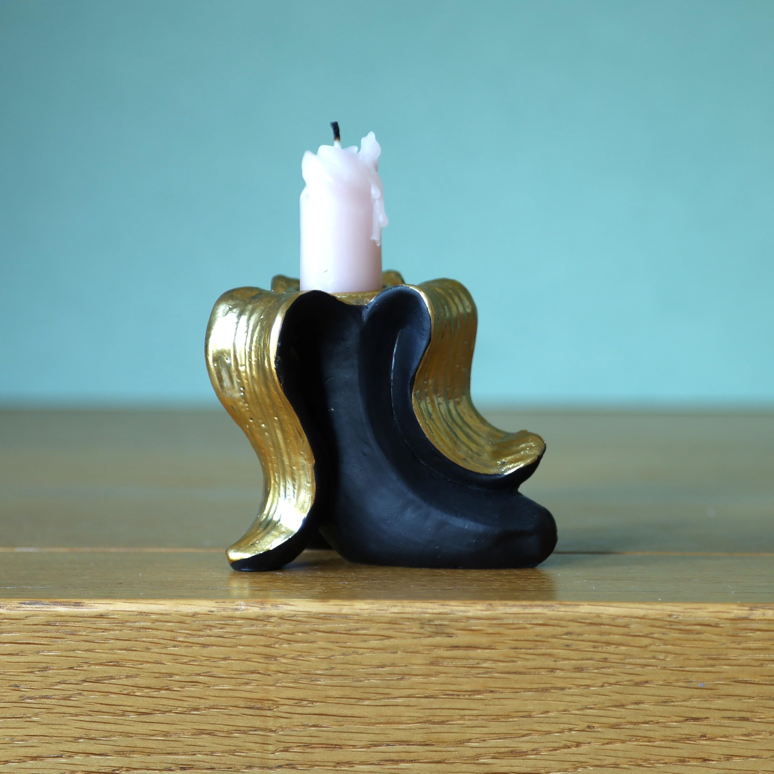 Resin Gold & Black Banana Candle Holder Dinner Candle Holder Table Top Ornament