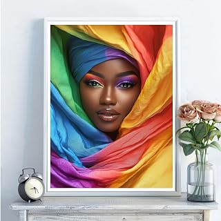 5D Diamond Art Kits for Adults - DIY African Americans Diamond Painting Kits, Full Round Drill - Crystal Embroidery Cross Stitch Craft for Wall Decor Christmas Gifts - 12x16 Inch A113