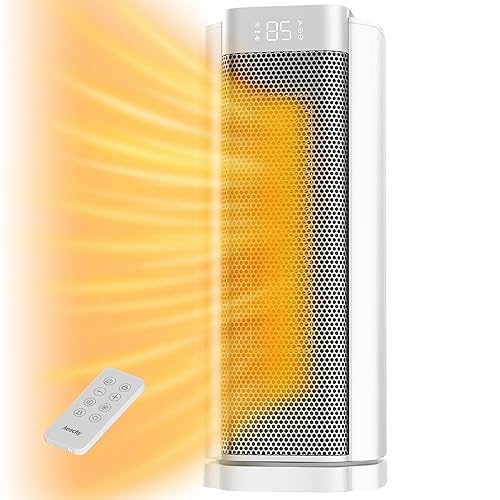 3rd-Gen AEOCKY Space Heater with AI Thermostat, 1500W PTC Electric Heaters for Indoor Use With Remote, 70° Oscillation, Utmost Silence, Safe Portable for Office, Bedroom, Room, Home (White)