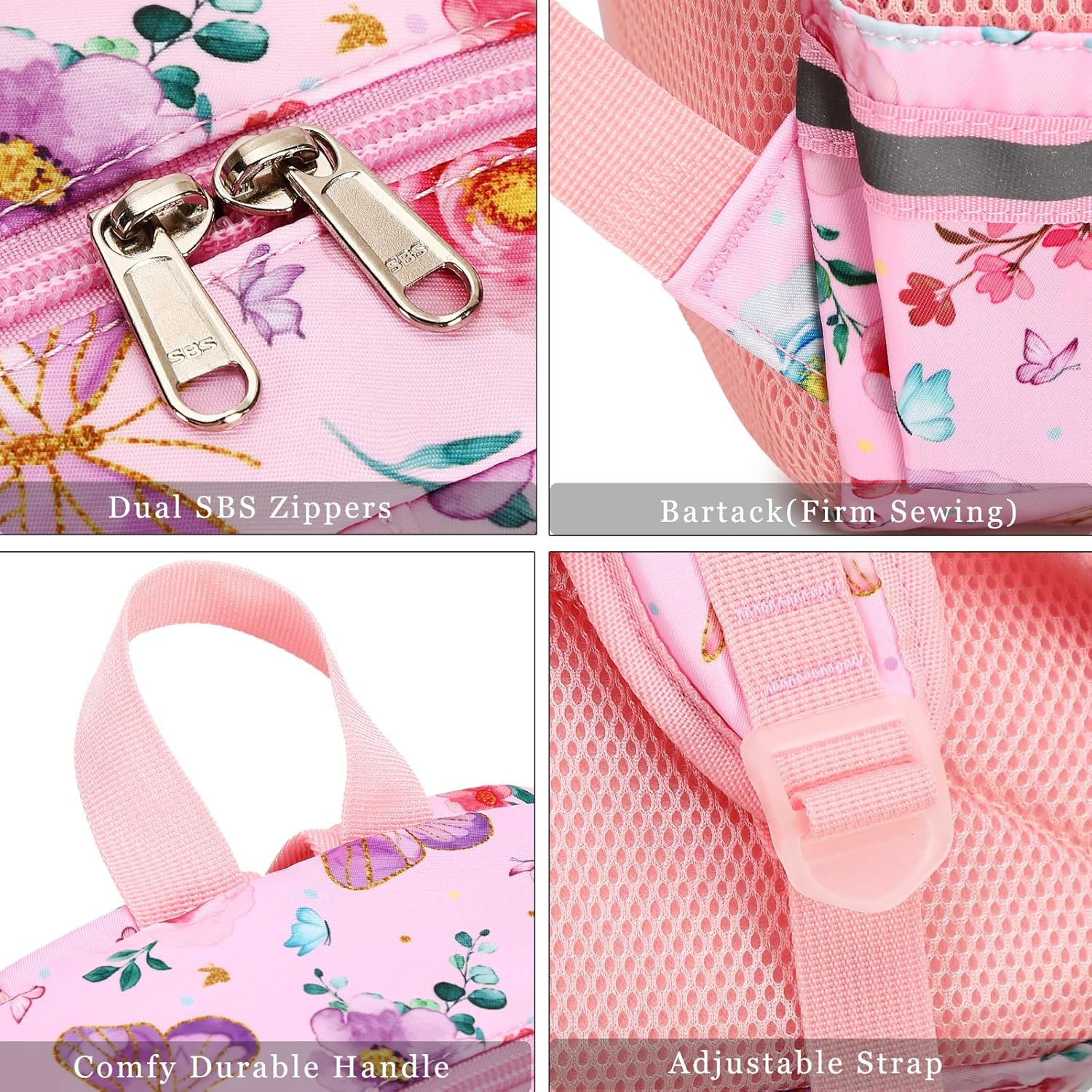 DSIUE Kids Backpack for Girls Elementary BookBags Teens Middle School Backpack with Lunch Box Butterfly Purple - Image 9