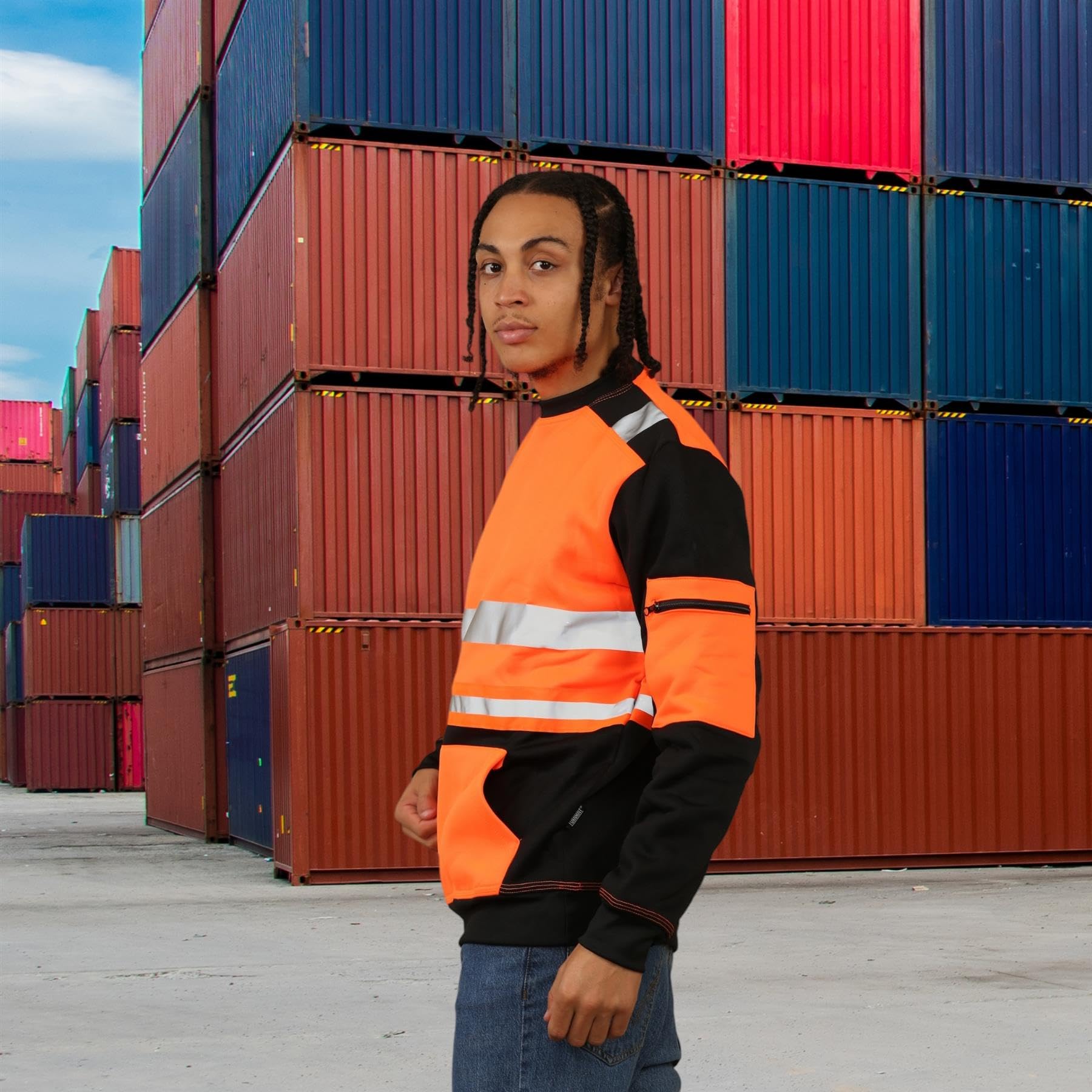 Sudadera de alta visibilidad para hombre, informal, reflectante, de alta visibilidad, para el trabajo, para niños, de forro polar, para el trabajo y la seguridad