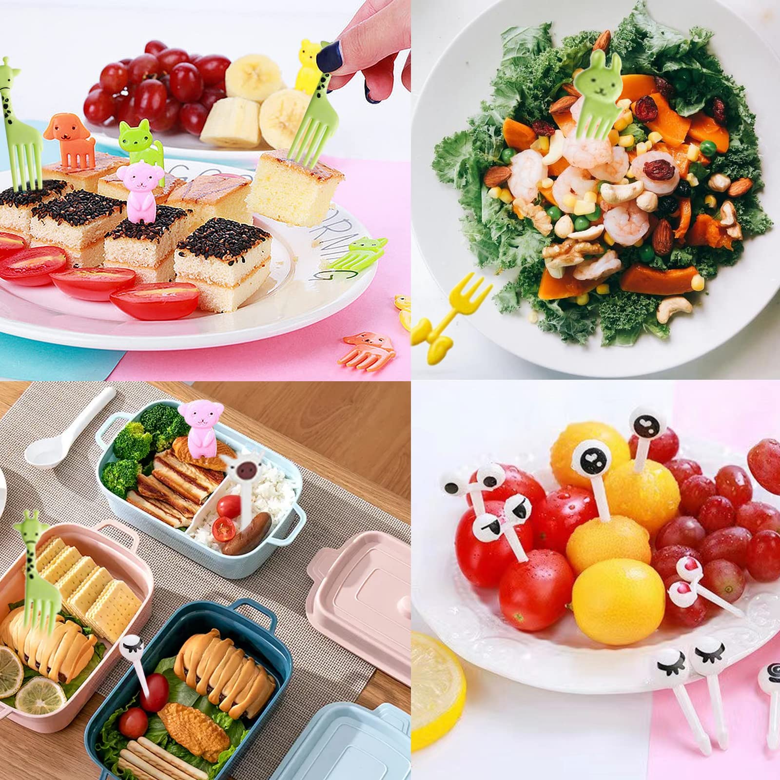 60 Forchettine Frutta A Forma Di Animali Per Bambini - Stuzzicadenti Colorati Per Lunch Box E Feste - Foto 9
