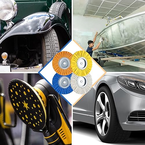 Miniatura 7 de Amylove Kit de pulido de ruedas de aluminio de 8 pulgadas de diámetro con orificio de eje de 58 pulgadas, compuesto de pulido y kit de pulido de