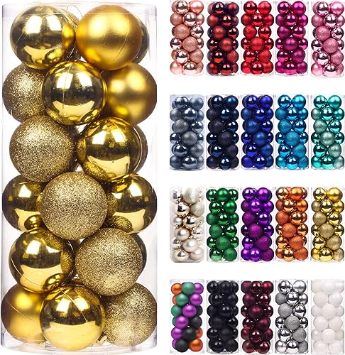 Emopeak - 24 bolas para árbol de Navidad, adornos para árbol de Navidad de 2.36 pulgadas, irrompibles, bolas colgantes para decoración de fiestas,